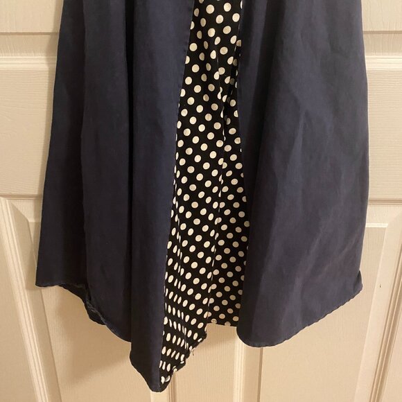 Dark Blue Polka Dot Midi Dress Fit and Flare with Square Neckline Size S - Picture 4 of 10